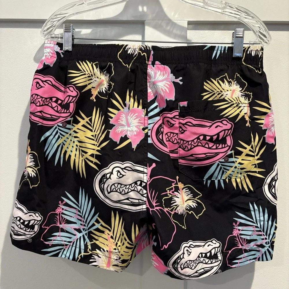 Florida Gators‎ FOCO Tropical Swim Trunks Men Medium Black Neon Floral Hawaiian